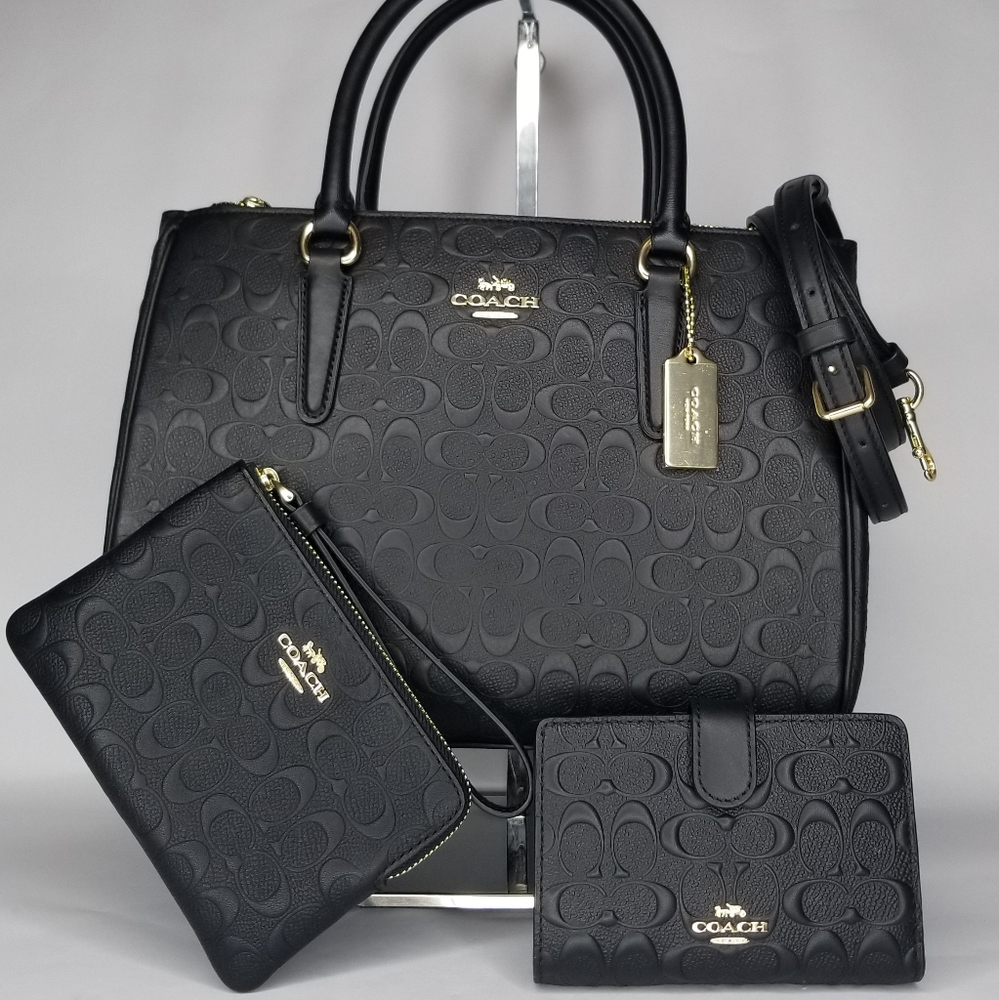 COACH 3PCS SET SIGNATURE BAG WALLET WRISTLET - Picture 10 of 10